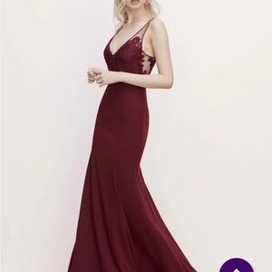 Watters Red Backless Gown Spaghetti Strap Prom